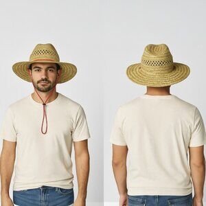 Levi’s Straw Hat Small/Medium Woven Wide Brim Sun Hat with Chin Cord NWT